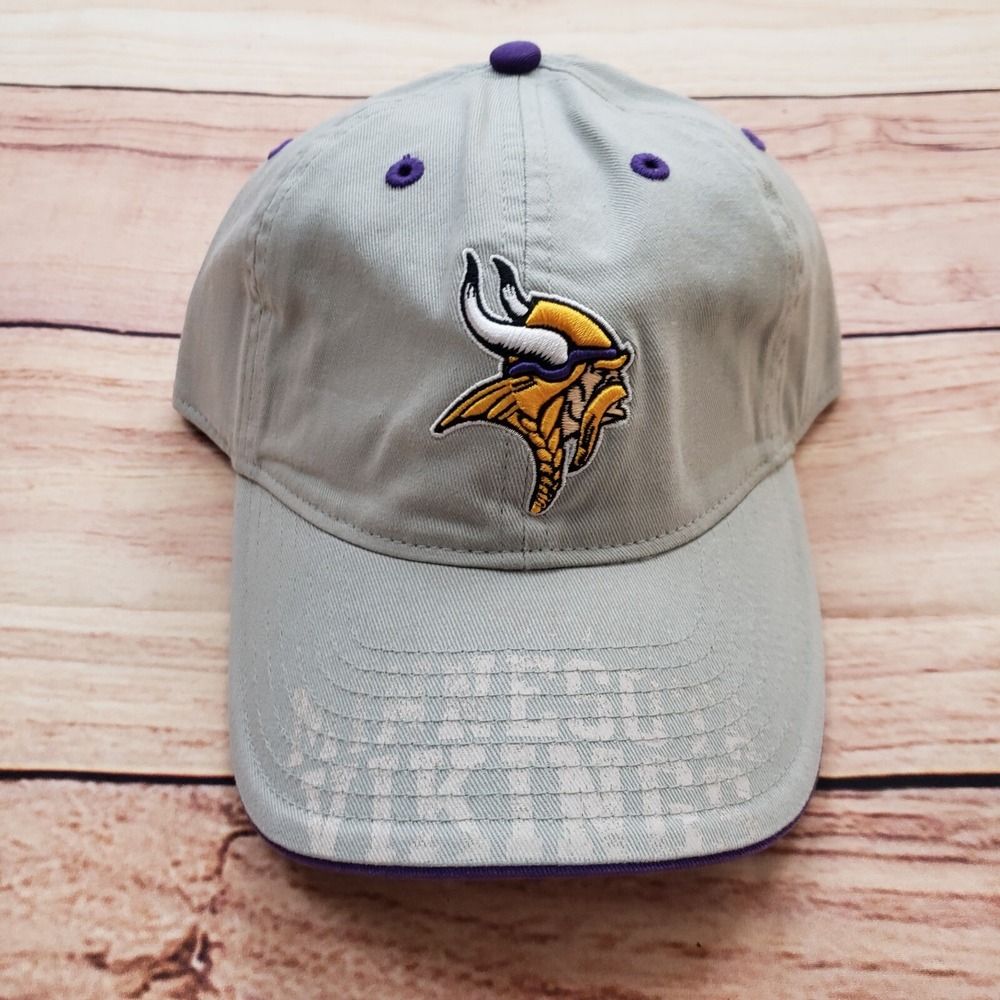 NEW Minnesota Vikings Hat Cap Mens Strap‎ Back Gray Purple NFL Football Adult A9